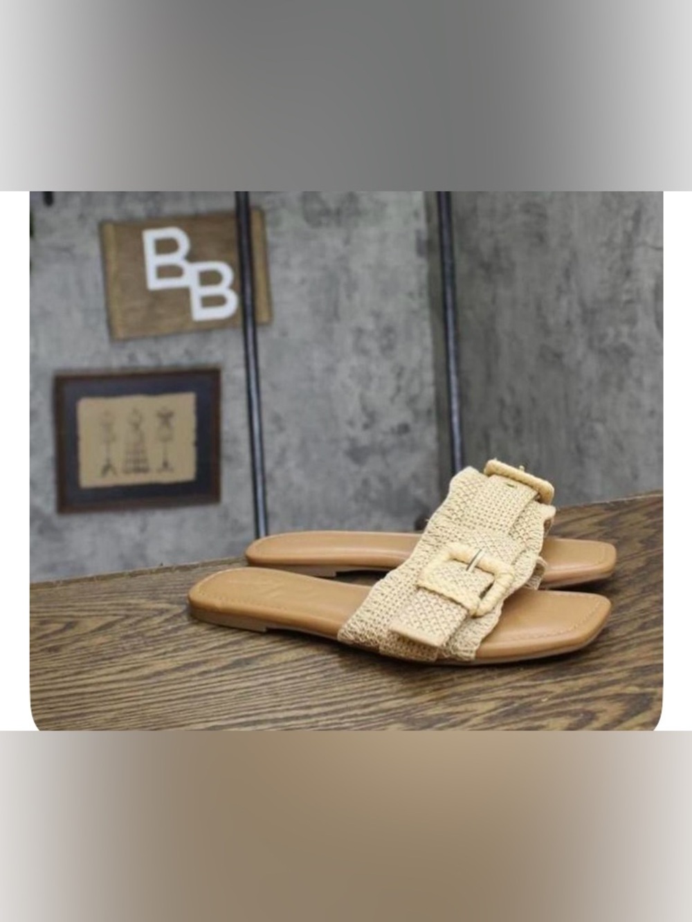Universal Thread Beige Woven Slide Sandals